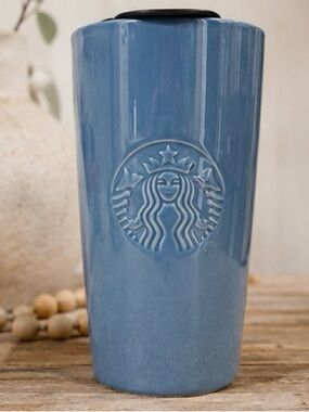 Starbucks Blue Ceramic 12 oz Travel Tumbler with Lid